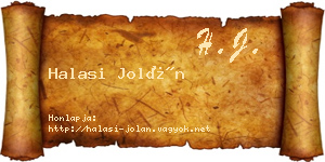 Halasi Jolán névjegykártya